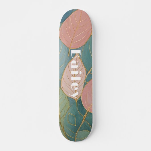 Skateboard Charpente capricieuse : Pastel Feuilles (Devant)
