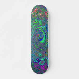 Skateboard Chartreuse et bleu rétro liquide tourbillonnant ps