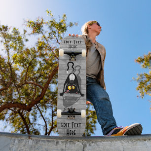 Skateboard Chat à l'envers Personnage de dessin animé drôle