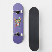 Skateboard Chat Aquarelle Coloré (Devant)