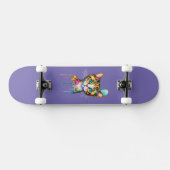 Skateboard Chat Aquarelle Coloré (Horz)