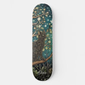 Skateboard Chat boho ciel nocturne étoilé forêt boisée (Recto)