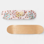 Skateboard Chat caché, lumineux, floral, motif rose (Horz)