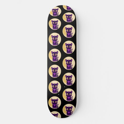 Skateboard Chat cartonné violet éffrayant (Recto)