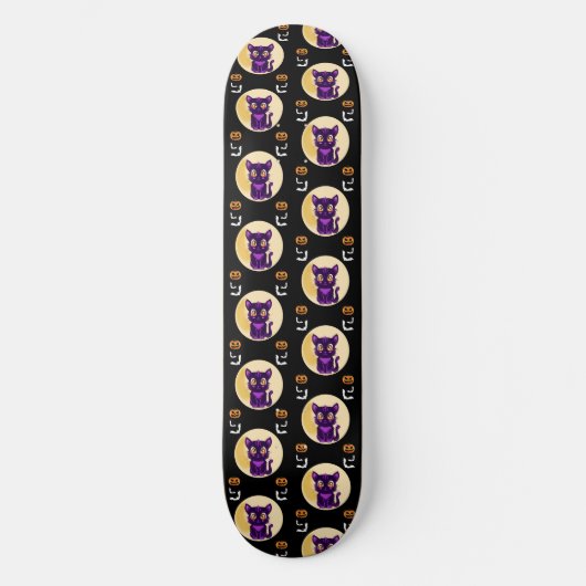 Skateboard Chat cartonné violet éffrayant (Recto)
