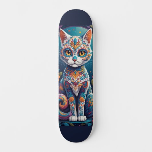 Skateboard Chat Crâne de Sucre (Recto)