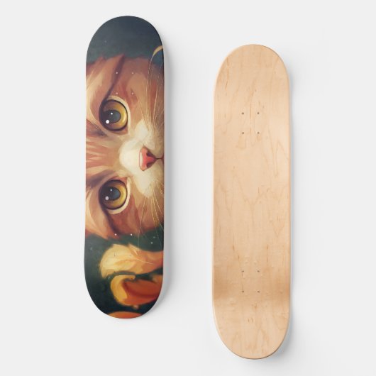 Skateboard Chat Cute Orange Kitty (Recto)