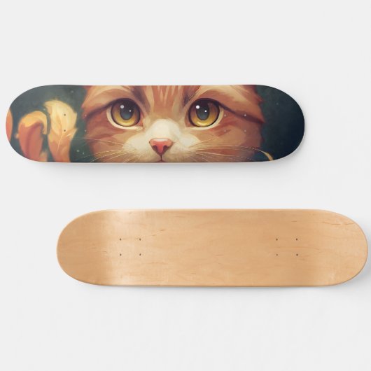Skateboard Chat Cute Orange Kitty (Horz)