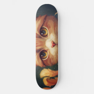 Skateboard Chat Cute Orange Kitty
