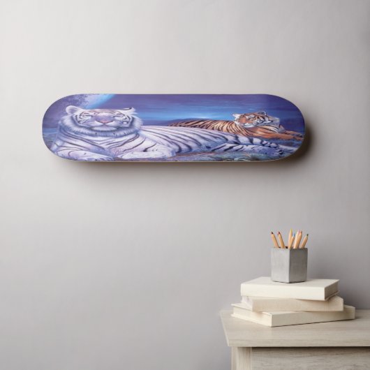 Skateboard Chat de tigre blanc Imaginaire (Art mural (Horz))