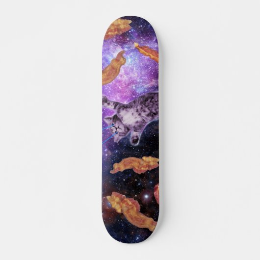 Skateboard Chat frappé lard avec oeil laser (Devant)