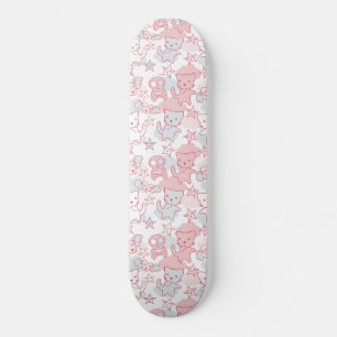 Skateboard Chat Goth Crâne Style japonais Kawaii Coeur Cloud