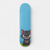 Skateboard Chat gris en colère (Devant)
