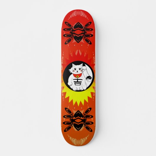 Skateboard Chat Lucky - Maneki Neko signifie Chat Beckoning (Devant)