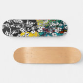 Skateboard Chat noir cerisier en fleur Abstrait floral (Horz)