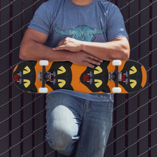 Skateboard Chat noir d'Halloween (Extérieur 3)