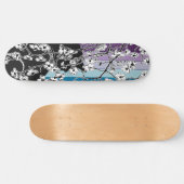 Skateboard Chat noir Fleur de cerisier Fruits pourpres (Horz)