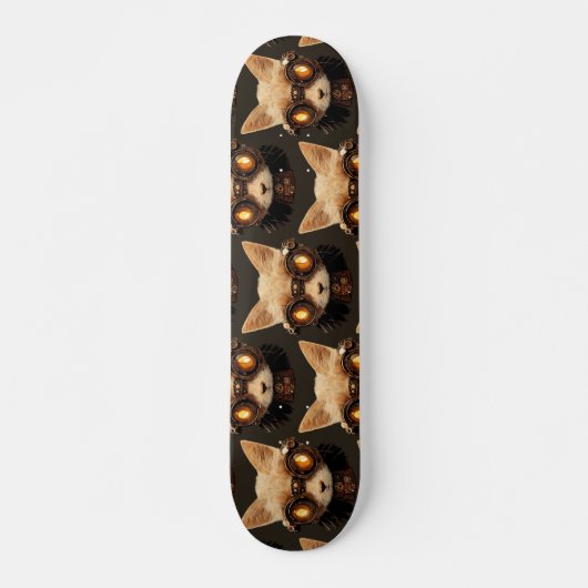 Skateboard Chat Steampunk Gothique Retro Kitty Portrait (Devant)