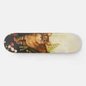 Skateboard Chat vintage Dans L'Aquarelle Du Jardin Fleurissan (Horz)