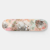 Skateboard Chats avec papillons rose et pastels (Horz)