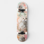 Skateboard Chats avec papillons rose et pastels (Recto)