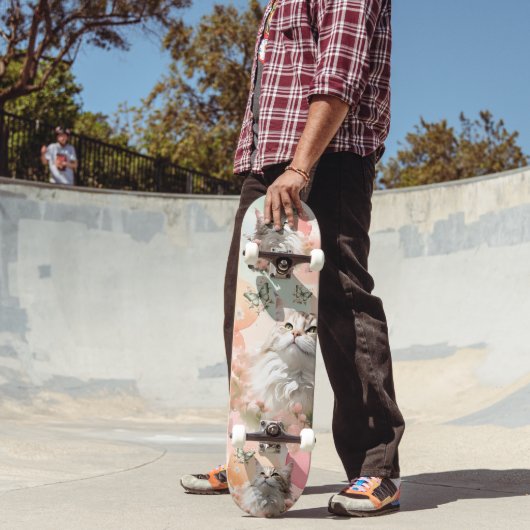 Skateboard Chats avec papillons rose et pastels (Extérieur 2)