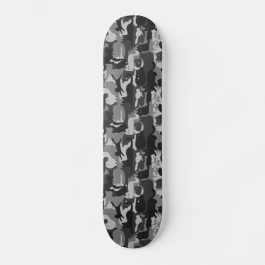 Skateboard Chats Camouflés Gris Motif Chats Kitty Gris Camo (Recto)