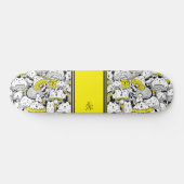 Skateboard Chats de champignons Monogramme jaune (Horz)
