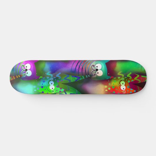 Skateboard Chats de dessin coloré (Horz)