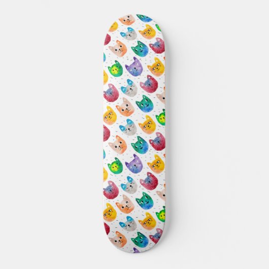 Skateboard Chats et amis à l'aquarelle (Recto)