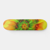 Skateboard Chaud Été Vert Orange Abstrait coloré Fractal (Horz)