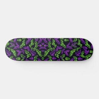 Skateboard Chauves-souris Halloween violet vert néon coloré