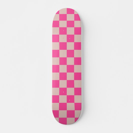 Skateboard Check Coral Pink Checkered Pattern Checkerboard (Devant)