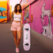 Skateboard Checkerboard Rose Girl Retro À damiers Nom