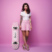 Skateboard Checkerboard Rose Girl Retro À damiers Nom