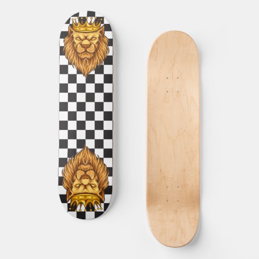 skateboard Checkerboard Rustic Lion King Crown (Voorkant)