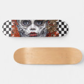 Skateboard Checkered Retro Cool Blue Girl (Horizontaal)