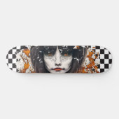 Skateboard Checkered Retro Cool Oranje Girl (Horizontaal)