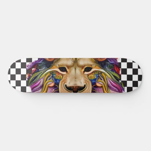 Skateboard Checkered Retro Cool Sweet Lion Eyes (Horizontaal)