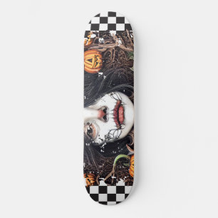 Skateboard Checkered Retro Cool Zombie Girl