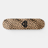 Skateboard Cheetah Imprimer Motif Tan Brown & Coeur noir (Horz)
