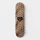 Skateboard Cheetah Imprimer Motif Tan Brown & Coeur noir (Recto)