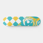 Skateboard Chèques et permules en Turquoise, Jaune et Blanc (Horz)