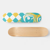 Skateboard Chèques et permules en Turquoise, Jaune et Blanc (Horz)