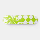 Skateboard Chèques et permules en vert et blanc de chaux (Horz)
