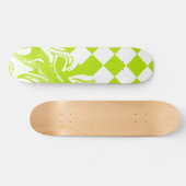 Skateboard Chèques et permules en vert et blanc de chaux (Horz)