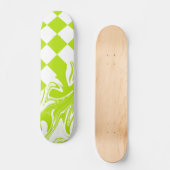 Skateboard Chèques et permules en vert et blanc de chaux (Recto)