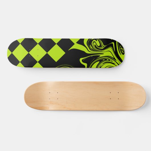 Skateboard Chèques et permules - Lime vert et noir (Horz)