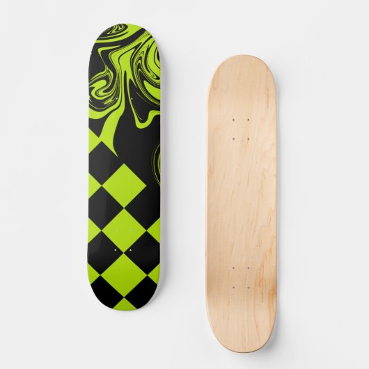 Skateboard Chèques et permules - Lime vert et noir (Recto)