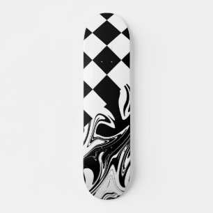 Skateboard Chèques et tourbillons - Noir et Blanc